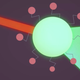 Graphical representation of the process in action. When infrared light (red) reaches a photoreceptor cell (light green circle), the nanoparticles (pink circles) convert the light into visible green light.
